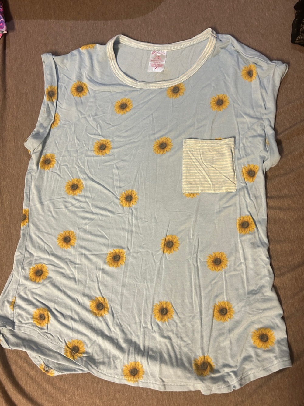 No Boundaries Light Blue Sunflower Pocket Tee